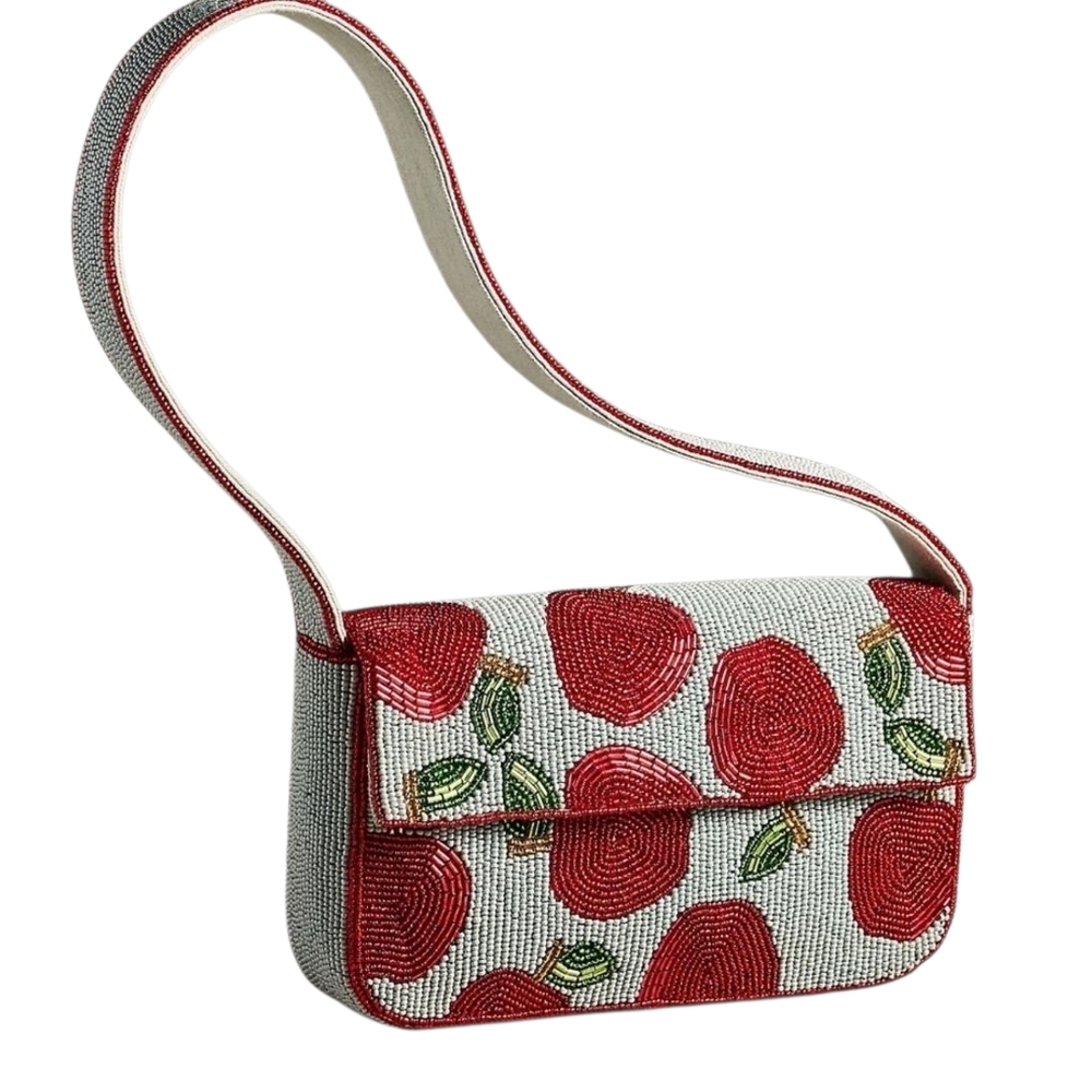Anthropologie The Fiona Beaded Bag Food & Drink Edition Apple